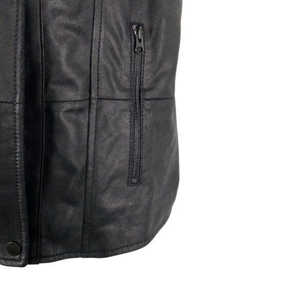 Vince Moto Vest Jacket Leather Black Solid Zip Women's XS Flawed - Picture 4 of 10